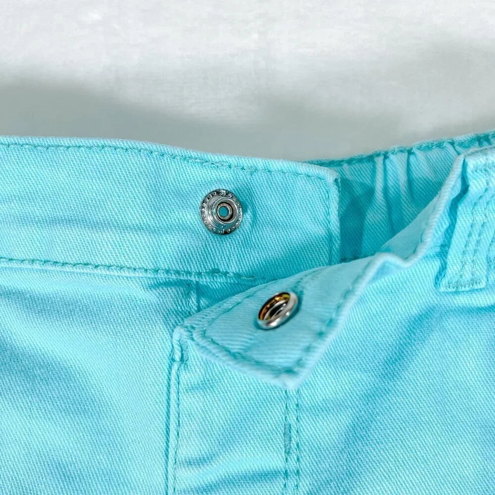 OshKosh B'Gosh Denim Style Shorts | Toddler Girls | 4T | Aqua | Distressed